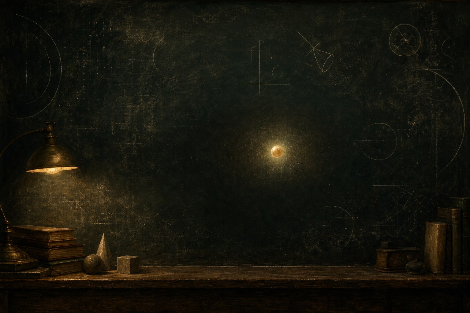 A glowing small object surrounded by dark empty space and chalk-like shapes.
